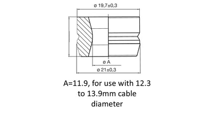 ITT Cannon APD 1 way Cable seal Dimensions