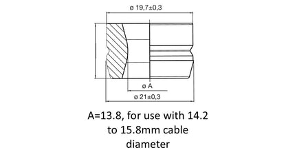 ITT Cannon APD 1 way Cable seal Dimensions