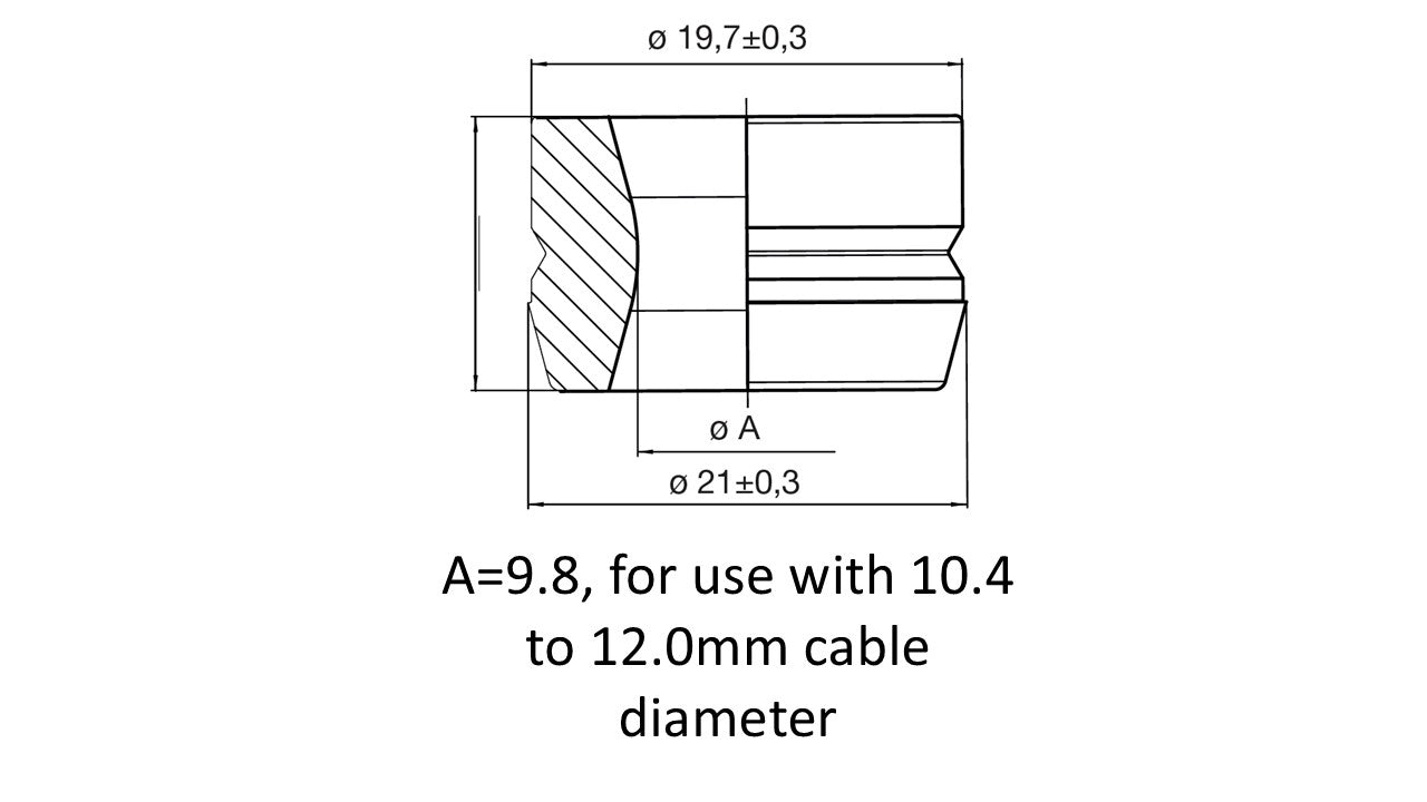 ITT Cannon APD 1 way Cable seal Dimensions