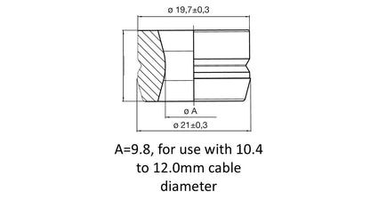 ITT Cannon APD 1 way Cable seal Dimensions