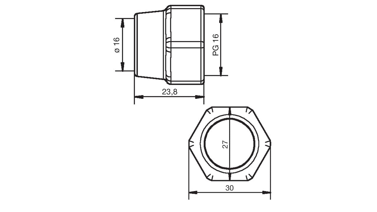 ITT Cannon APD 1 way Hex Nut Dimensions