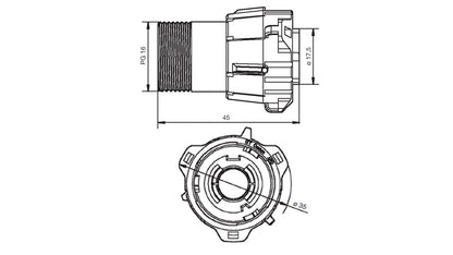 ITT Cannon APD 1 way Plug Dimensions