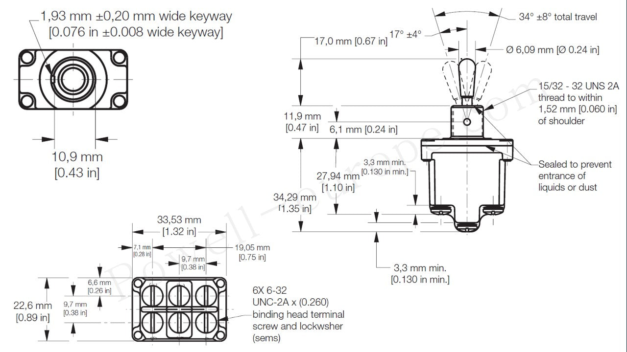 Dimensions of a MS24659-23D-Honeywell Honeywell switch
