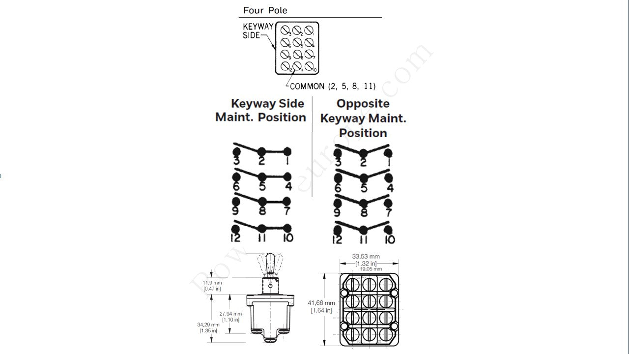 Honeywell TL switch arrangement and size of MS24525-30-Honeywell