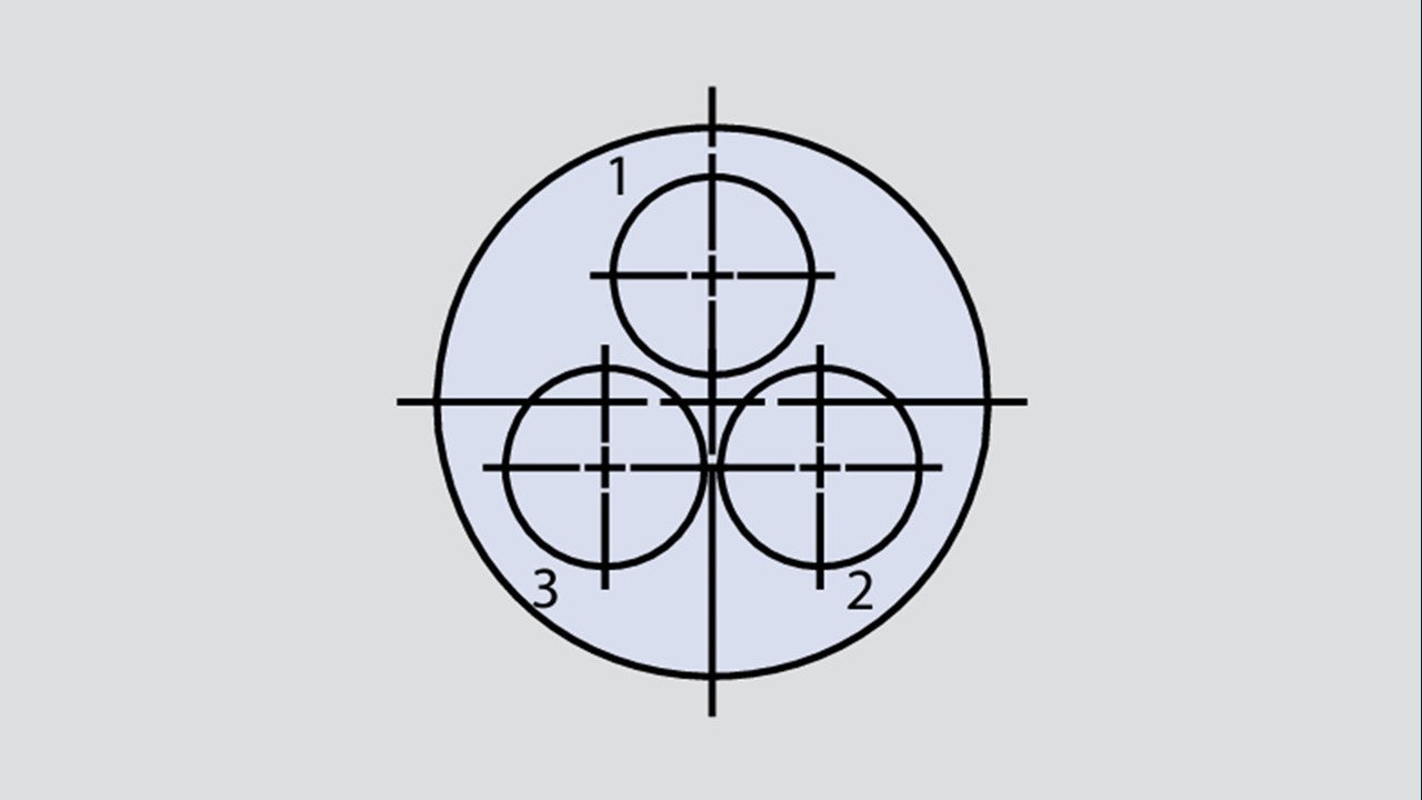 Insert arrangement of military connector in the form 12-3