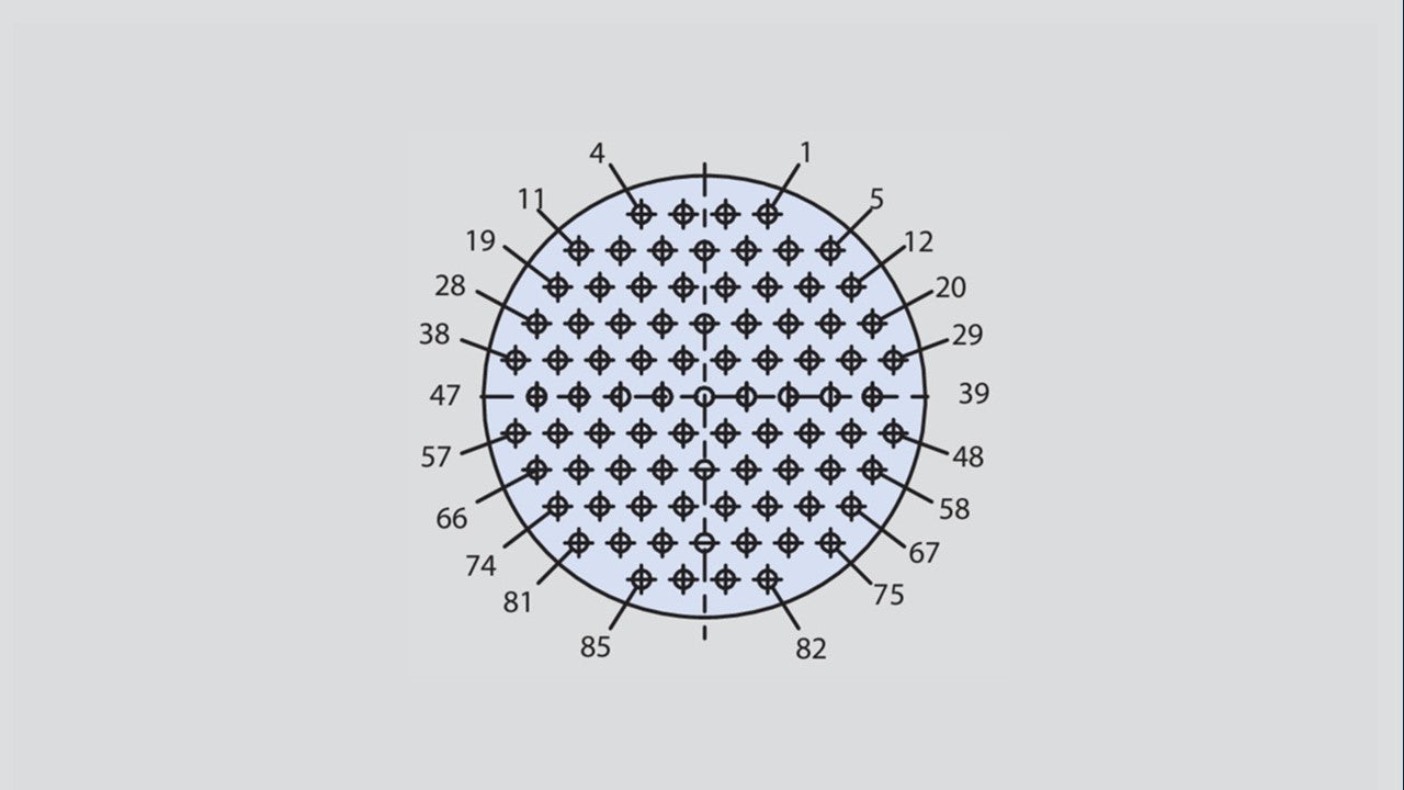Image showing the insert arrangement of the Glenair 804-004-00ZNU15-85P