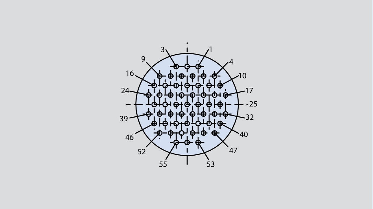 Insert arrangement of military connector in the form 16-55