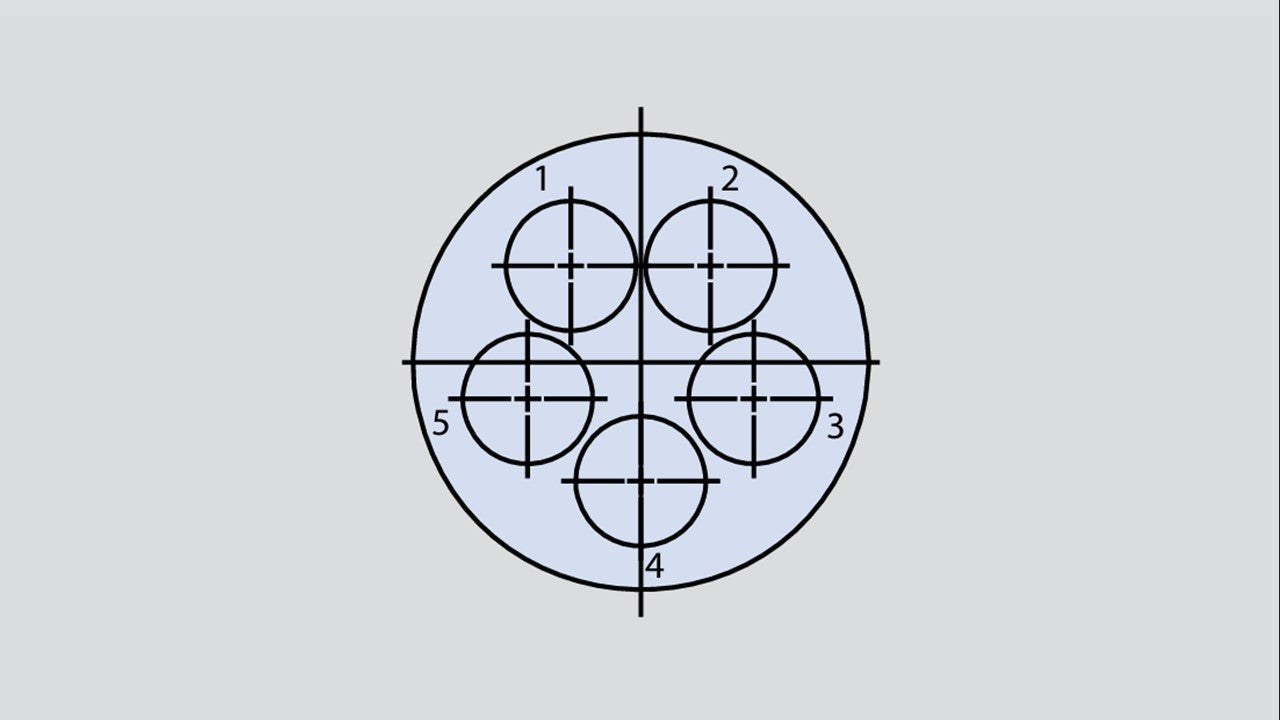 Insert arrangement of military connector in the form 16-5