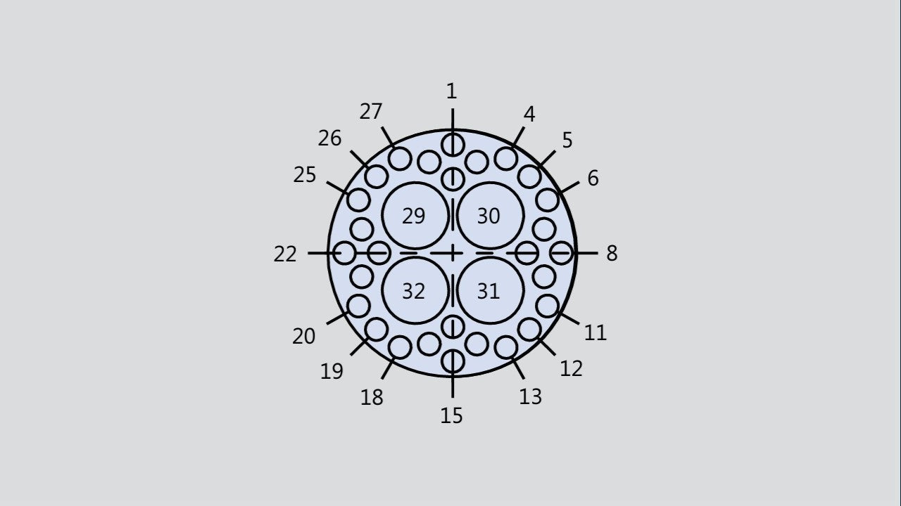 Insert arrangement of military connector in the form 17-204