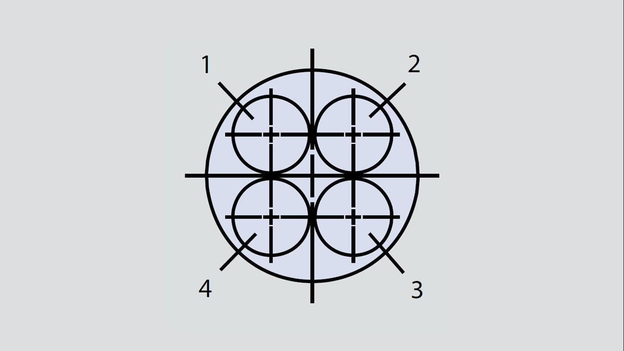 Insert arrangement of military connector in the form 9-4