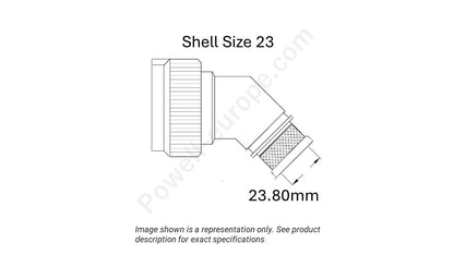 Image showing the shell size and cable insert diameter of the SPI M85049/89-23W03