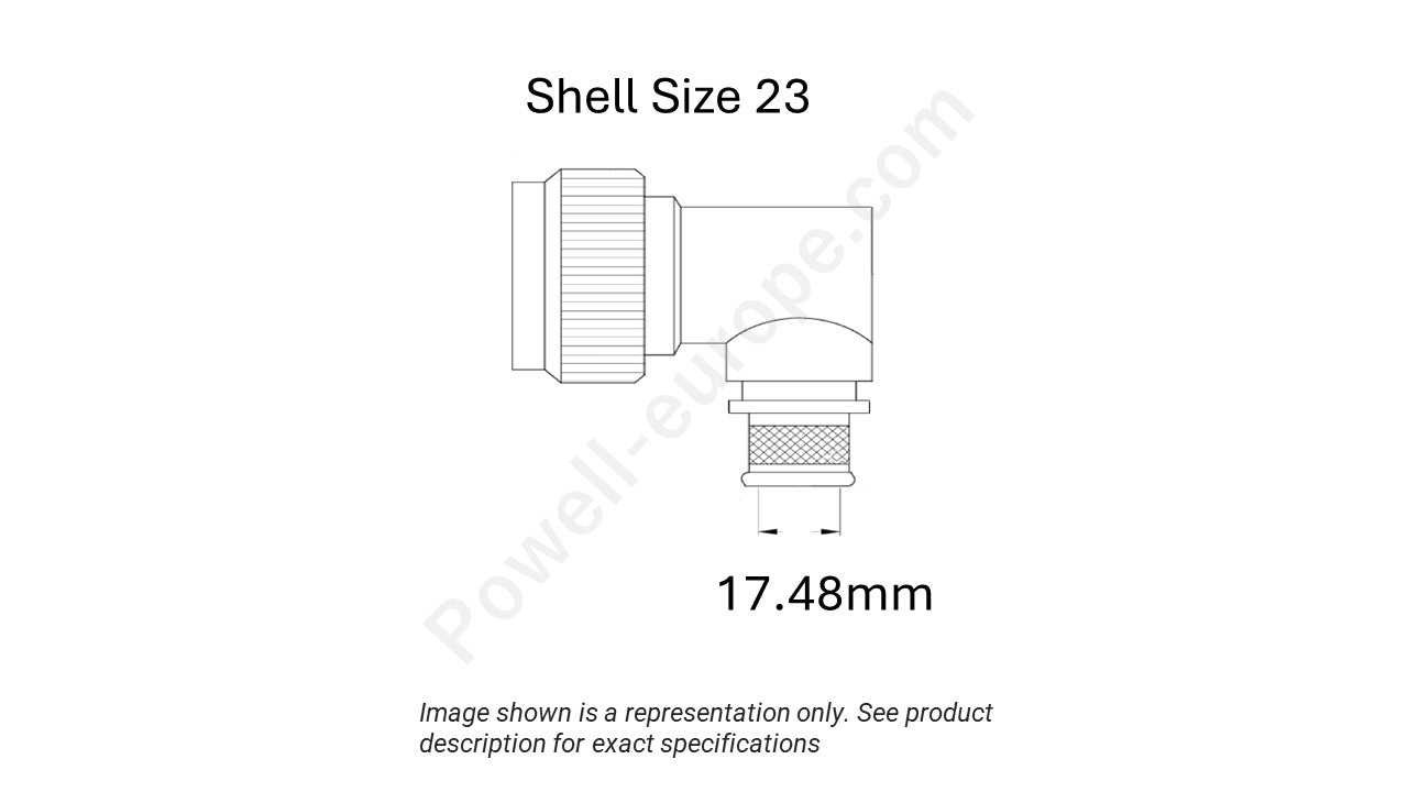 Image showing the shell size and cable insert diameter of the SPI M85049/90-23N02
