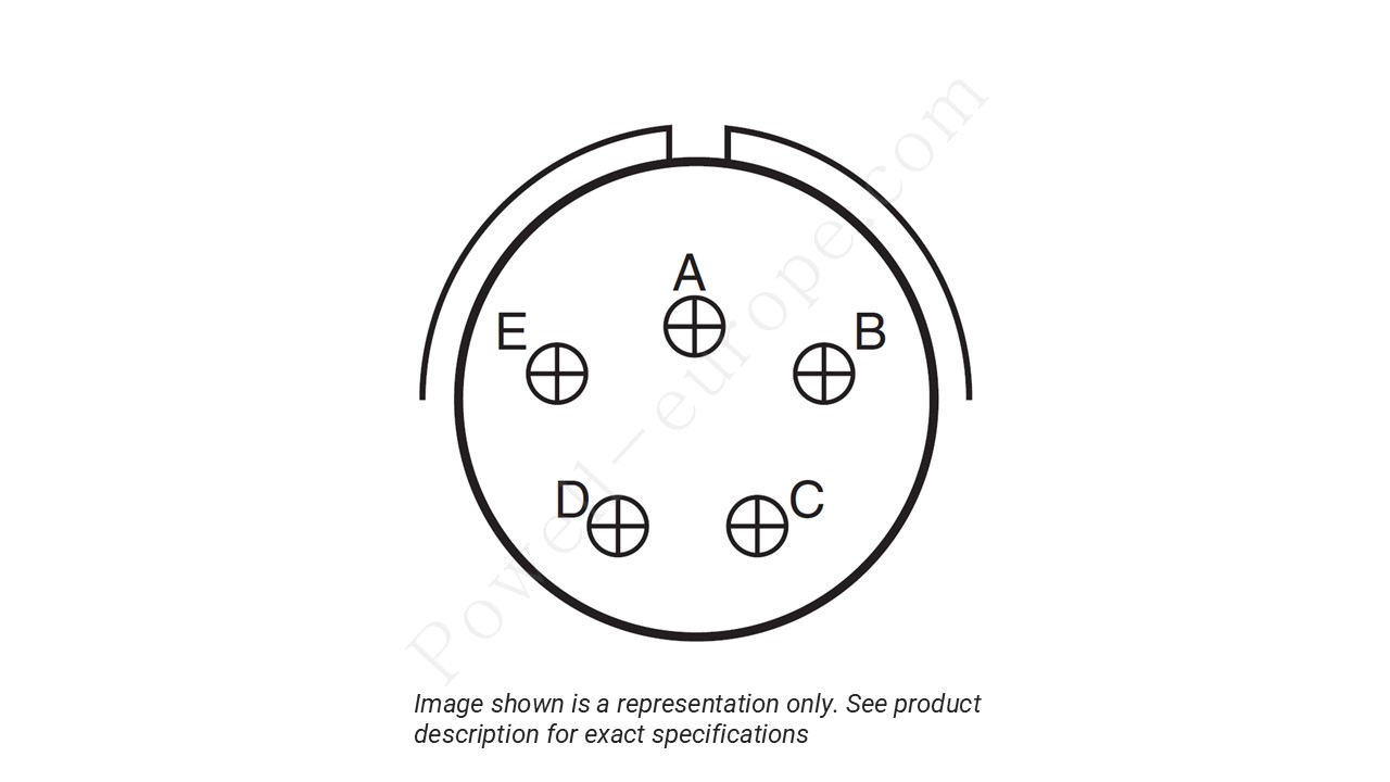 Image showing the insert arrangement and polarization of the Amphenol D38999/20TD5PN