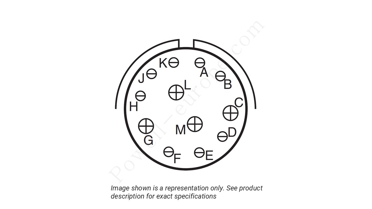 Image showing the insert arrangement and polarization of the Amphenol D38999/20TD97PN