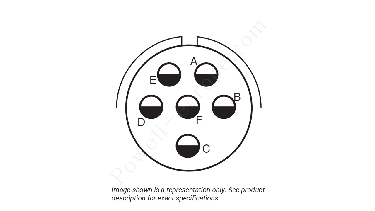 Image showing the insert arrangement and polarization of the Amphenol D38999/20TE6PN(LC)