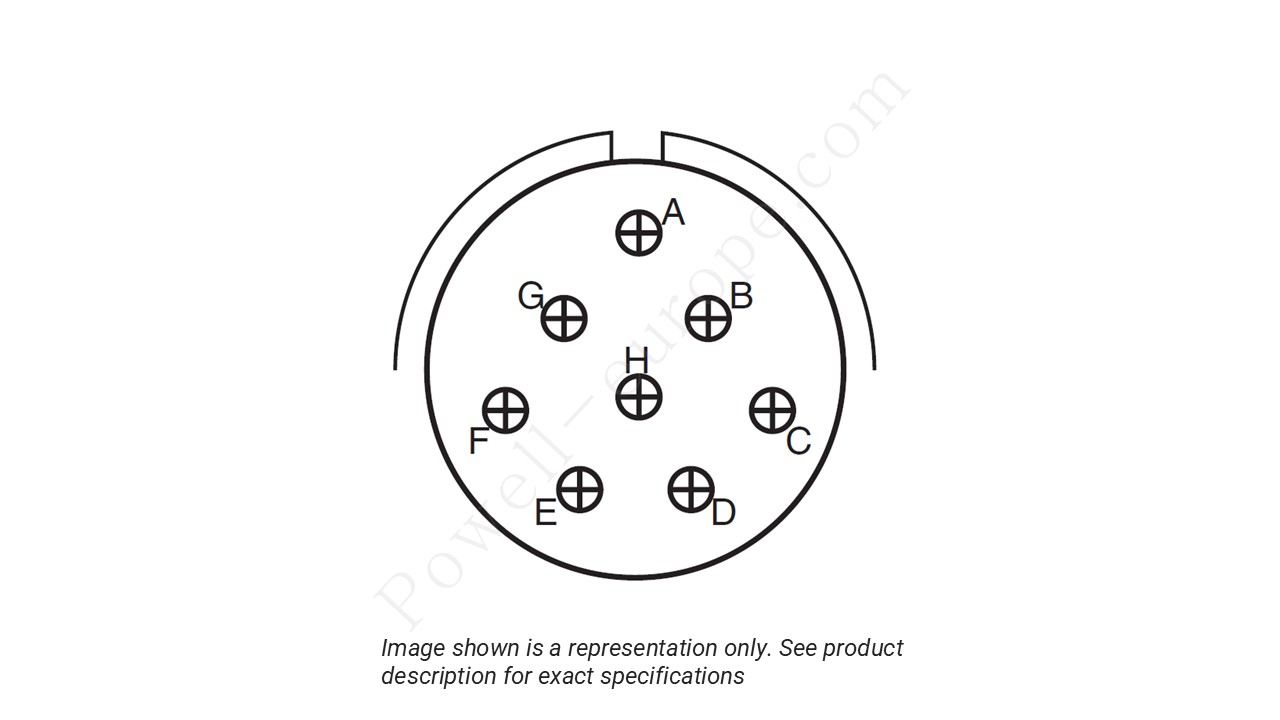 Image showing the insert arrangement and polarization of the Amphenol D38999/20TE8AN