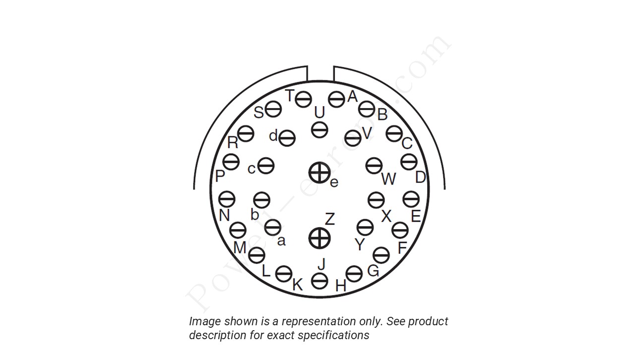 Image showing the insert arrangement and polarization of the Amphenol D38999/26TF28PN