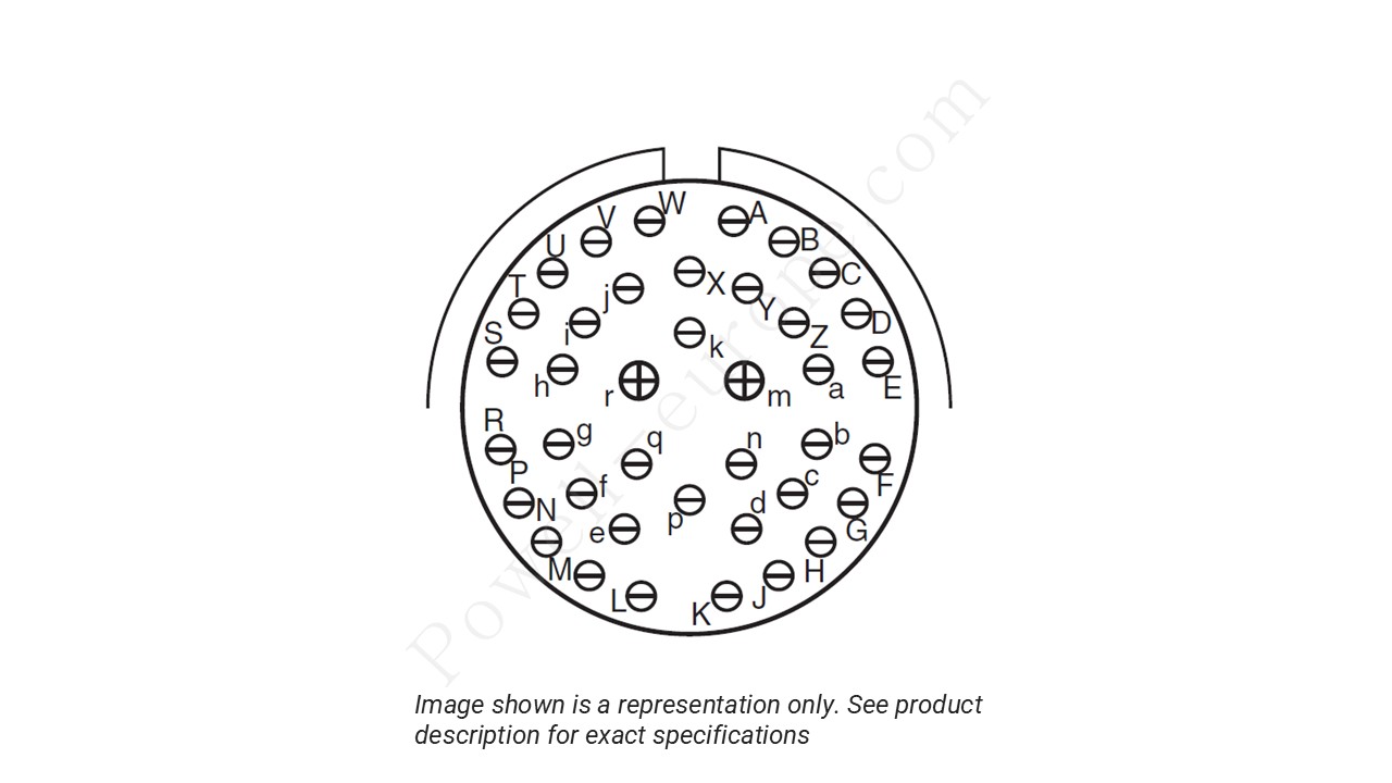 Image showing the insert arrangement and polarization of the Amphenol D38999/26TG39PA