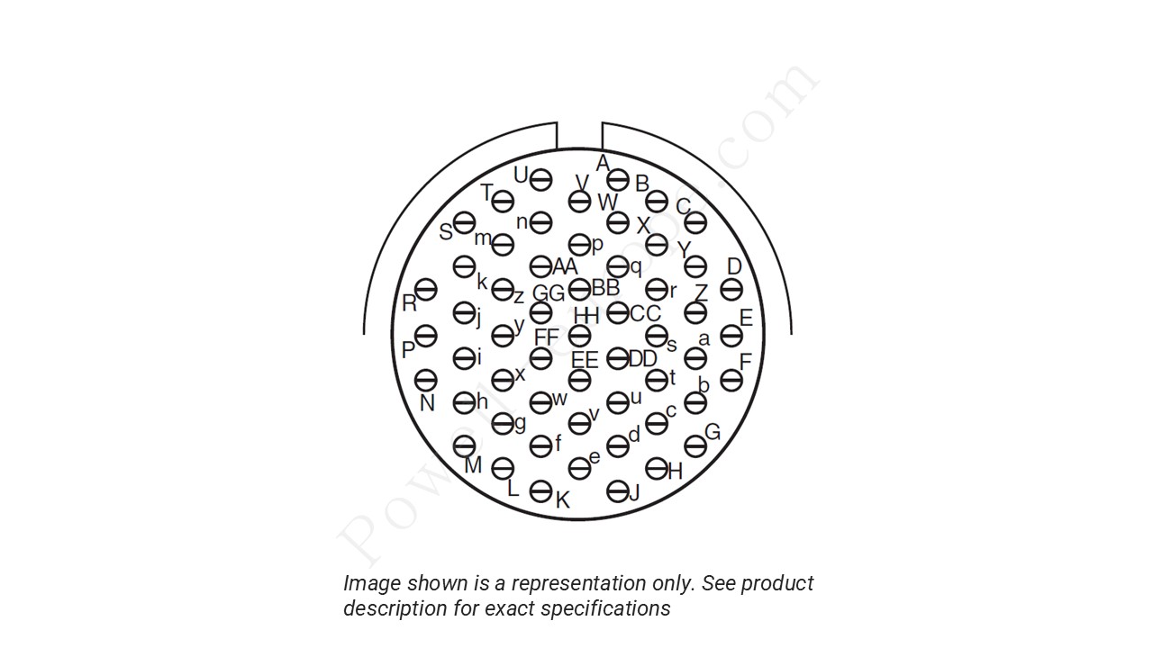 Image showing the insert arrangement and polarization of the Amphenol D38999/20TH55PN