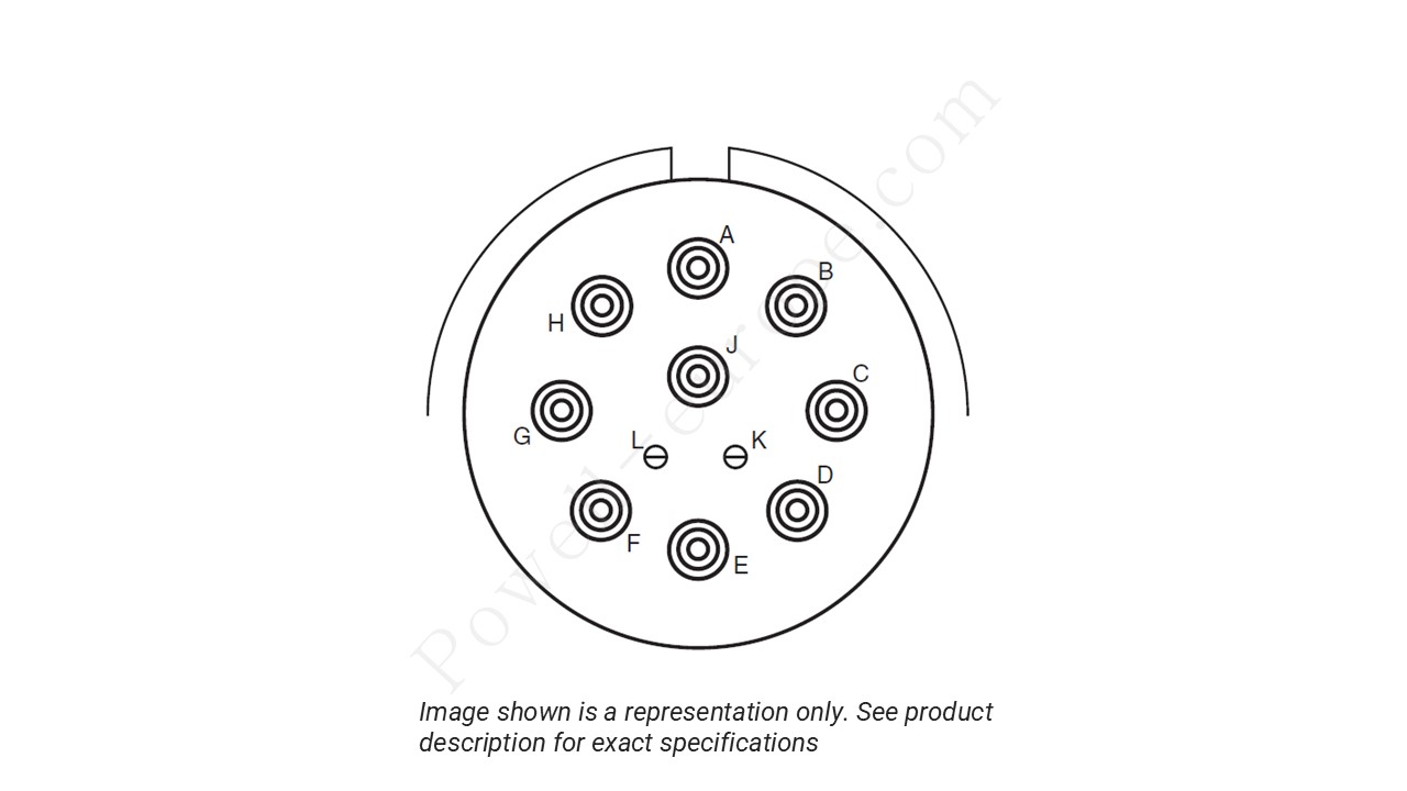 Image showing the insert arrangement and polarization of the Amphenol D38999/20MJ11PA