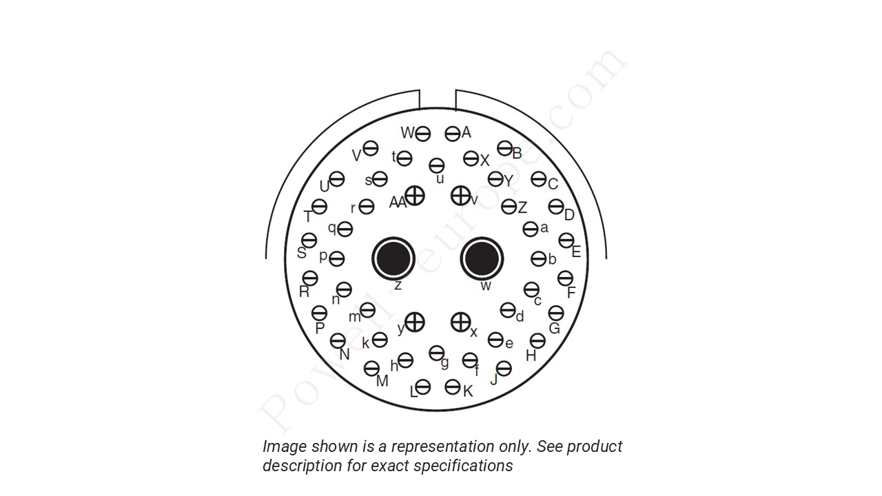 Image showing the insert arrangement and polarization of the Amphenol D38999/20MJ46AA