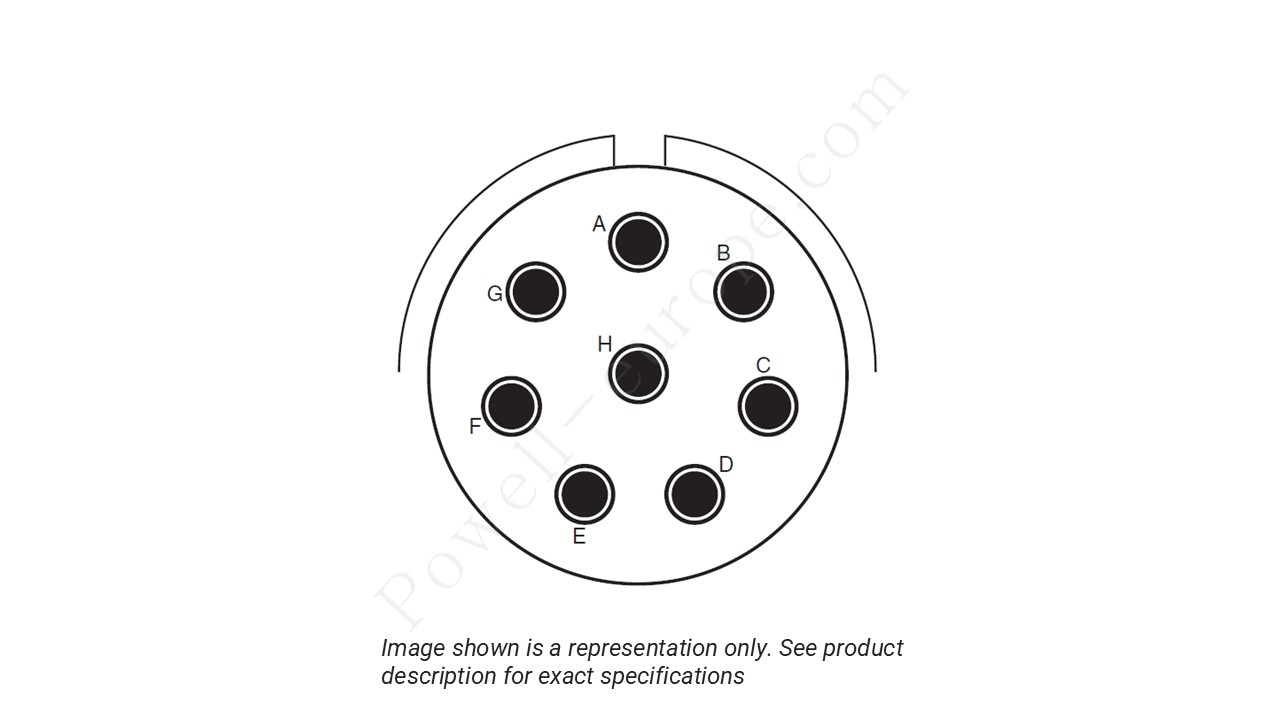 Image showing the insert arrangement and polarization of the Amphenol D38999/20MJ8AA