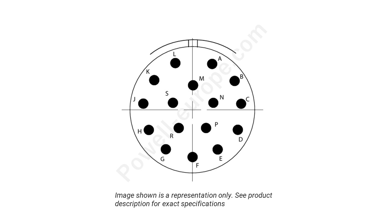 Image showing the insert arrangement and polarization of the Conesys D38999/26ZG16AA