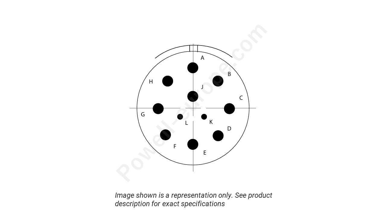 Image showing the insert arrangement and polarization of the Conesys D38999/26ZJ11AN