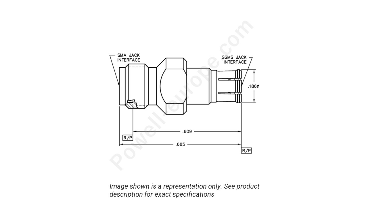 Image showing an extract of the 2D drawing of the Corning Gilbert 00218-101-3