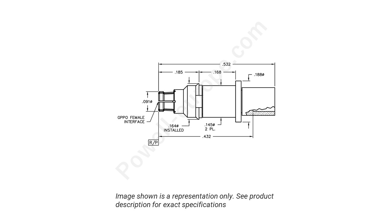 Image showing an extract of the 2D drawing of the Corning Gilbert 0118-958-4