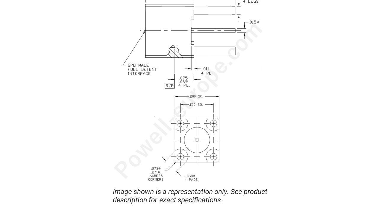 Image showing an extract of the 2D drawing of the Corning Gilbert 0119-412-1