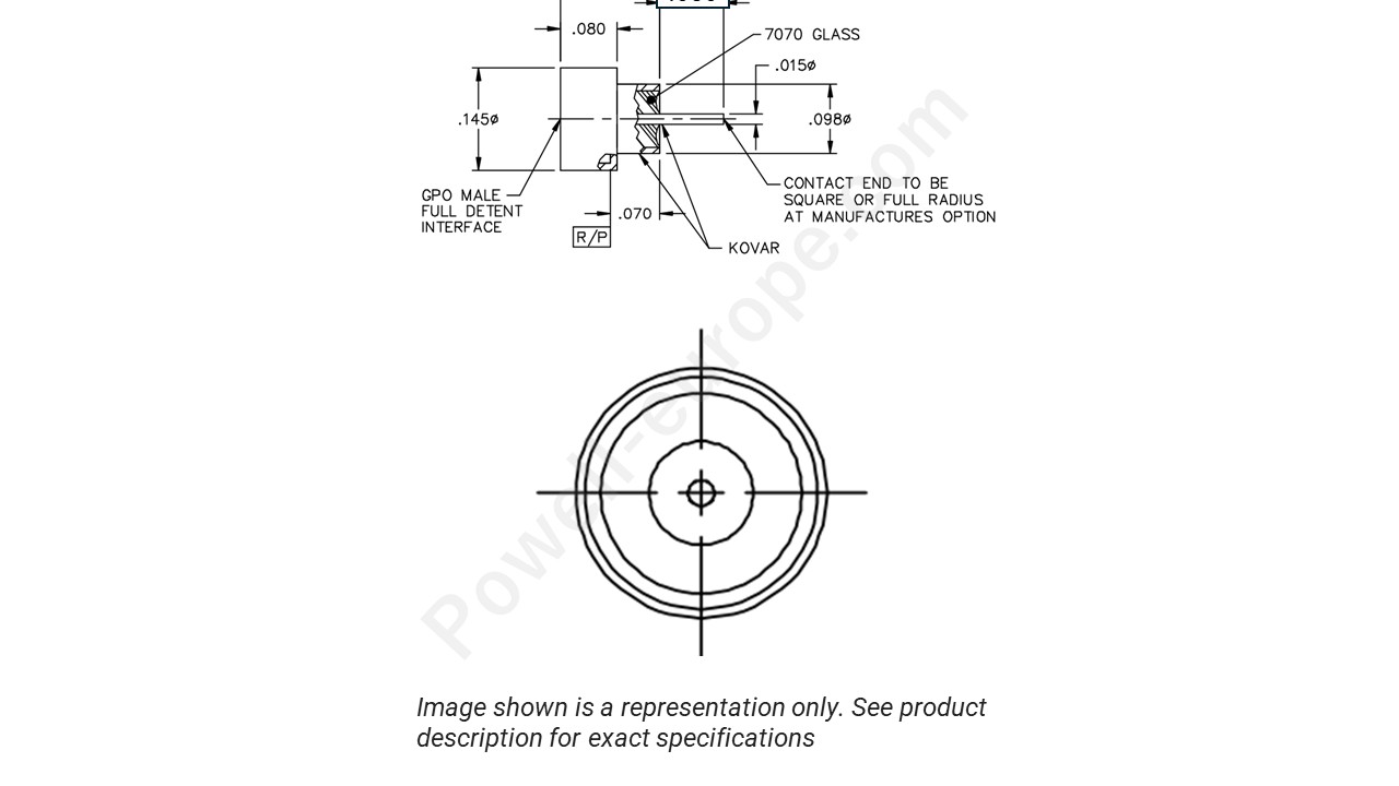 Image showing an extract of the 2D drawing of the Corning Gilbert 0119-770-1-050-S