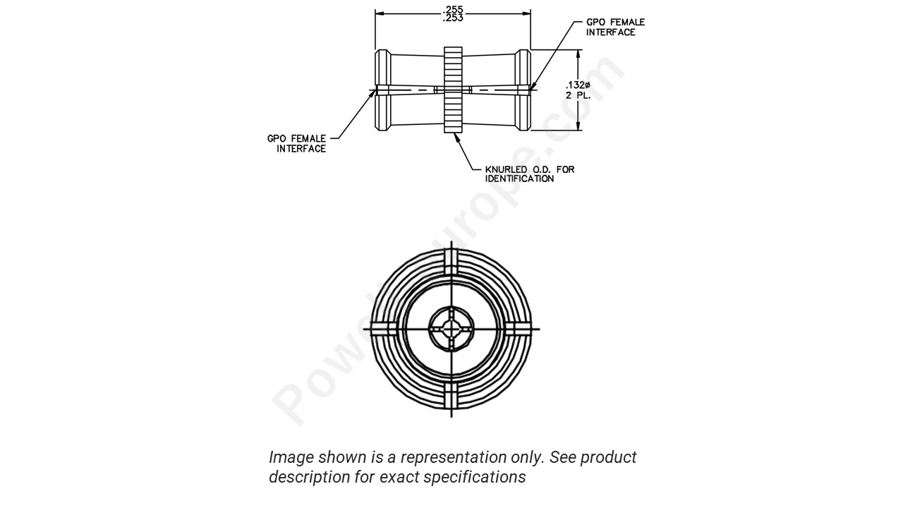 Image showing an extract of the 2D drawing of the Corning Gilbert 0119-855-1