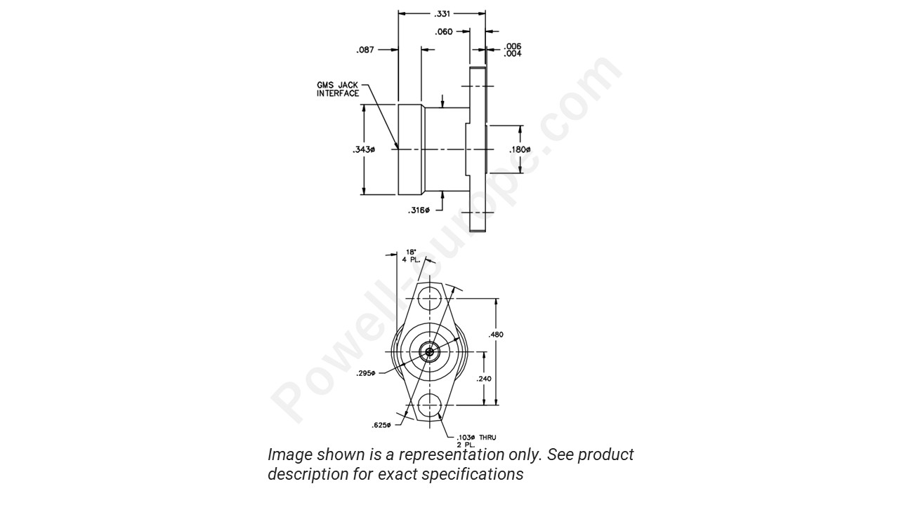 Image showing an extract of the 2D drawing of the Corning Gilbert 1816-502-3