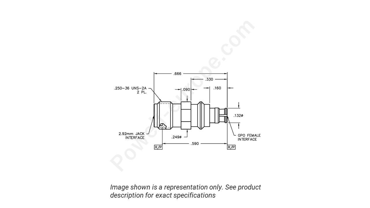 Image showing an extract of the 2D drawing of the Corning Gilbert 1A1D1-0501-01
