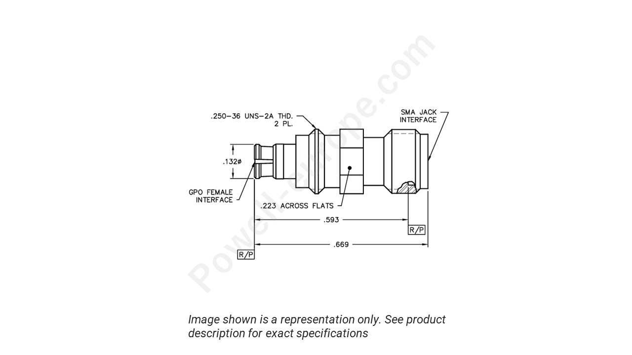 Image showing an extract of the 2D drawing of the Corning Gilbert 1A1F1-0503-01