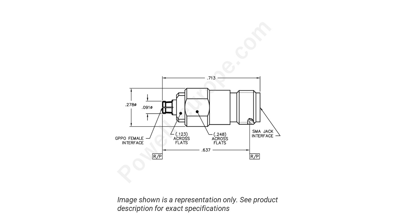 Image showing an extract of the 2D drawing of the Corning Gilbert 1B1F1-0503-01