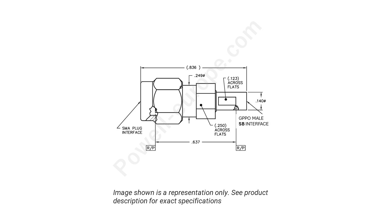 Image showing an extract of the 2D drawing of the Corning Gilbert 1B5F2-0503-01