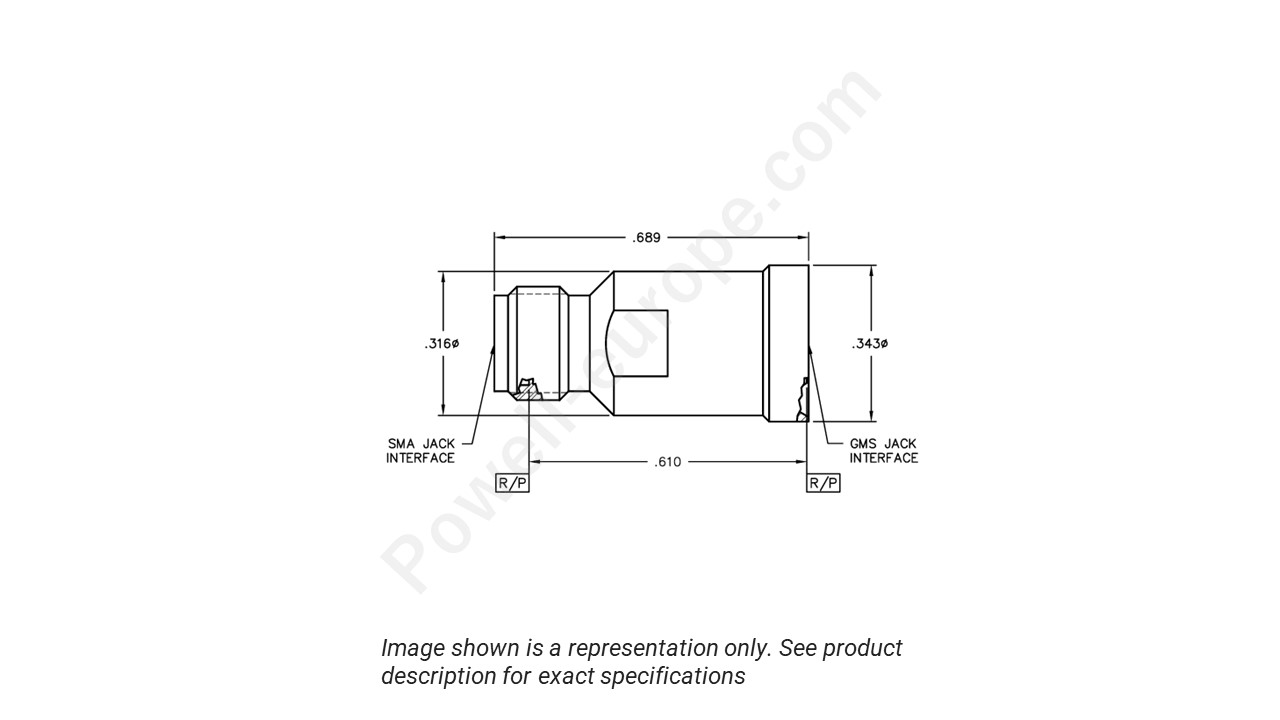 Image showing an extract of the 2D drawing of the Corning Gilbert 1F1H1-0501-01