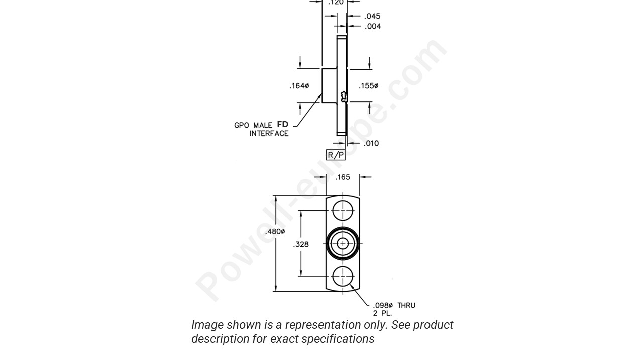 Image showing an extract of the 2D drawing of the Corning Gilbert A001-A23-03