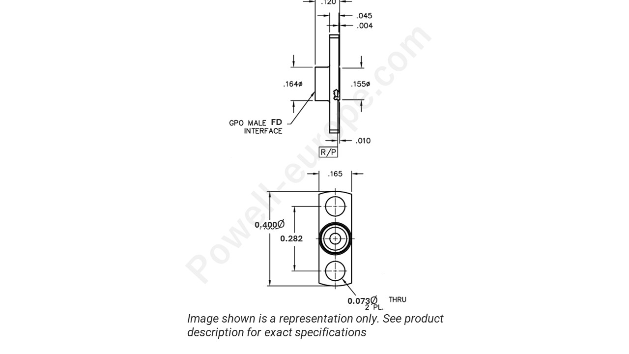 Image showing an extract of the 2D drawing of the Corning Gilbert A001-A23-04