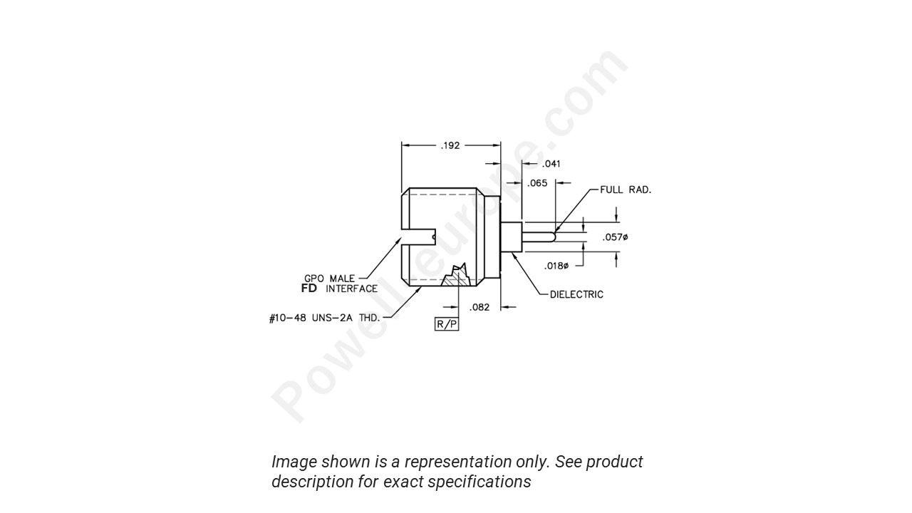 Image showing an extract of the 2D drawing of the Corning Gilbert A003-L33-02