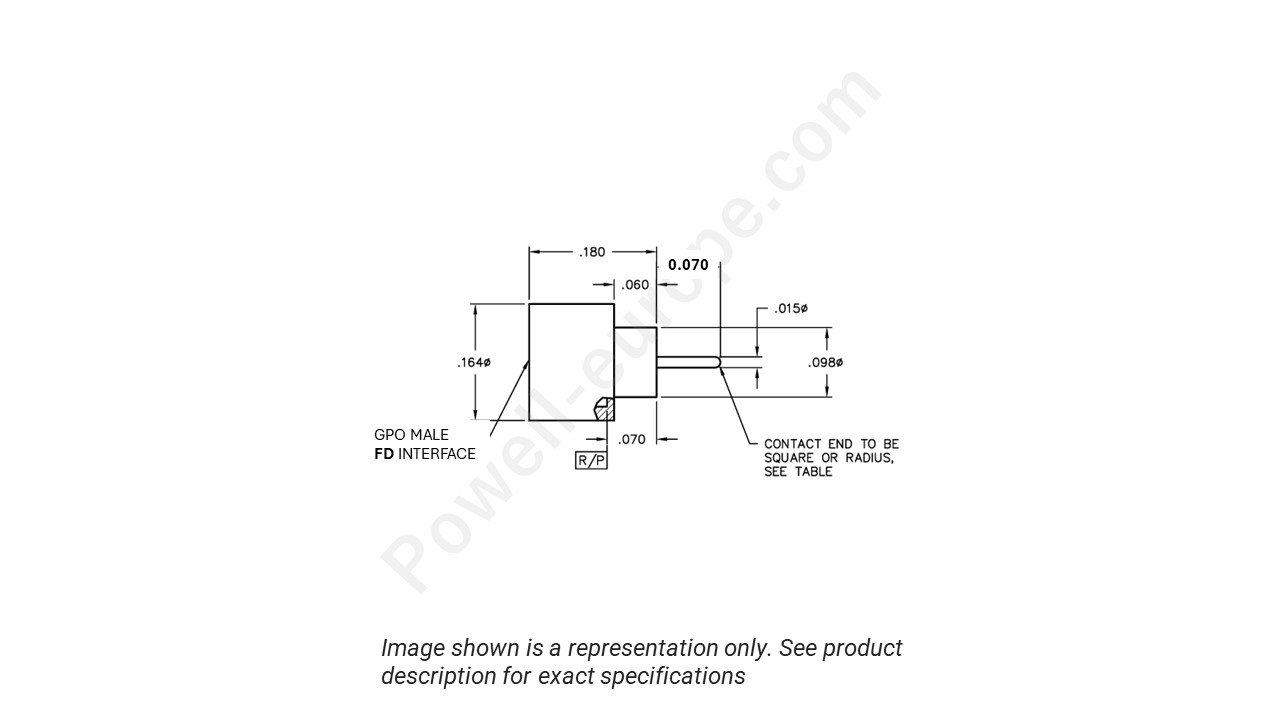 Image showing an extract of the 2D drawing of the Corning Gilbert A007-L43-01-070-S
