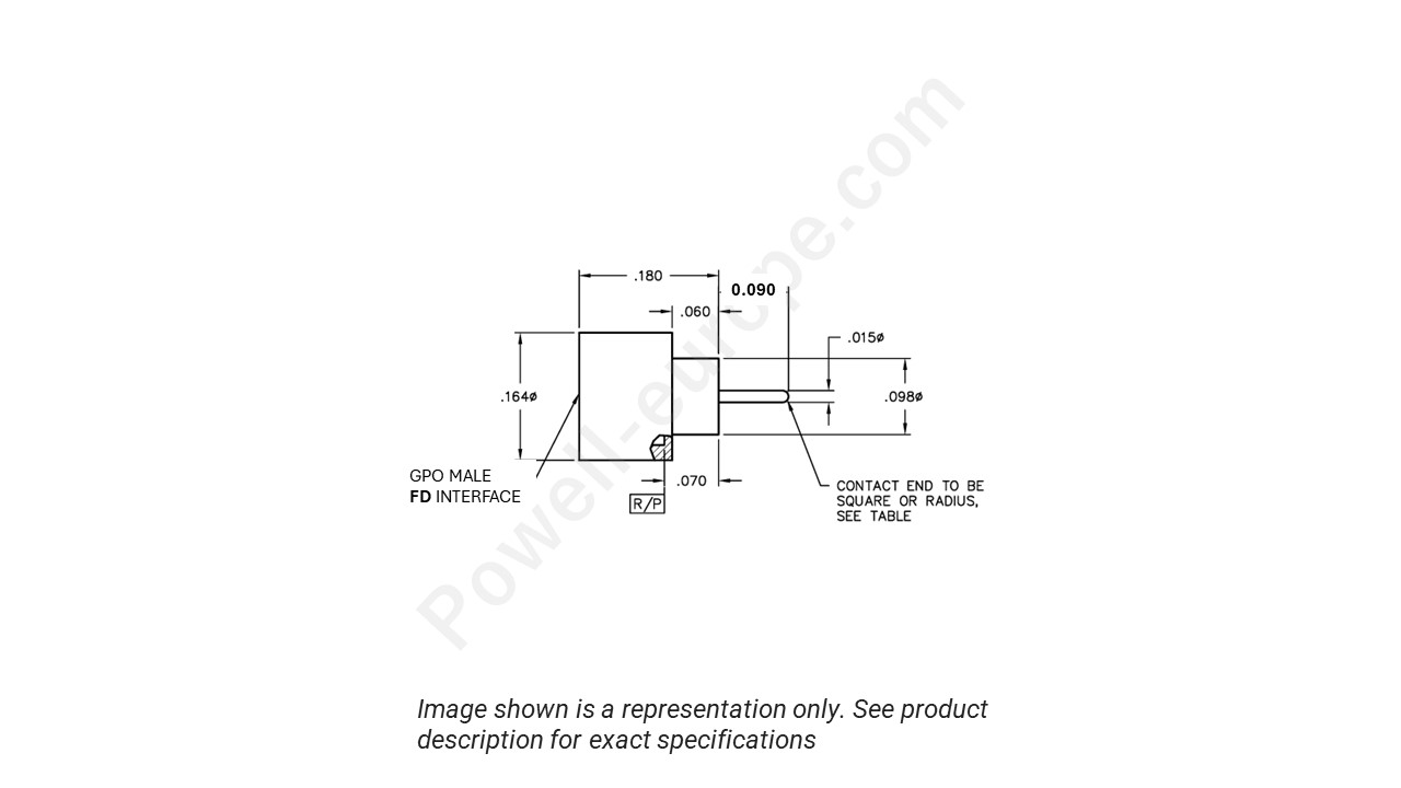 Image showing an extract of the 2D drawing of the Corning Gilbert A007-L43-01-090-R