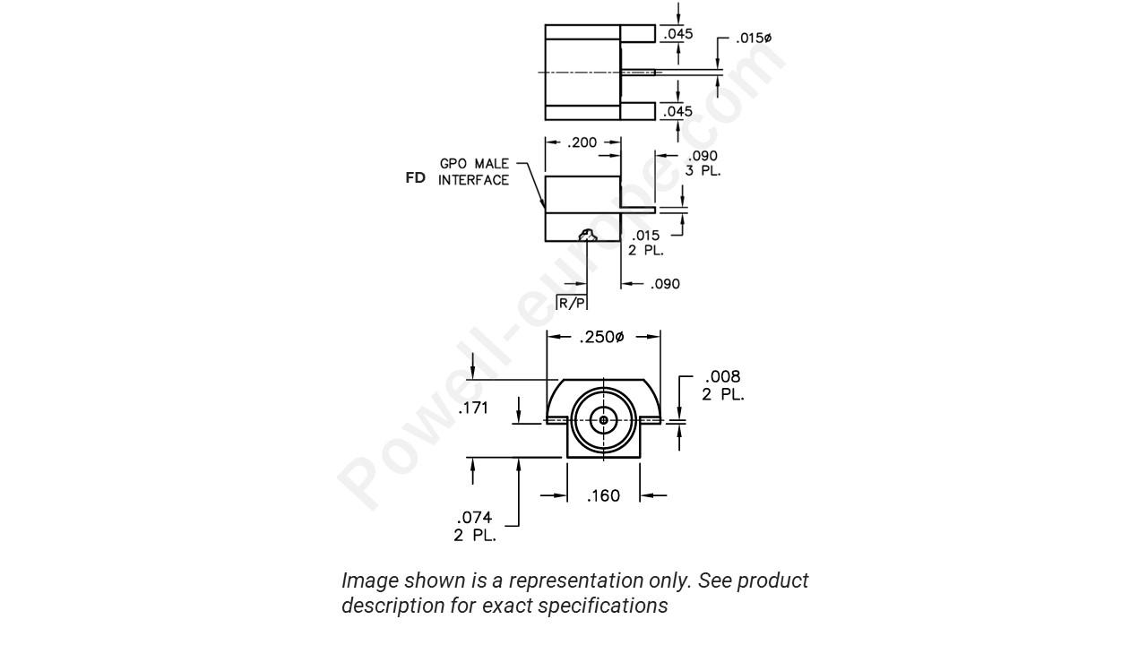 Image showing an extract of the 2D drawing of the Corning Gilbert A010-L13-02