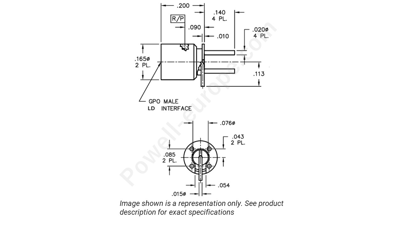 Image showing an extract of the 2D drawing of the Corning Gilbert A012-P94-04