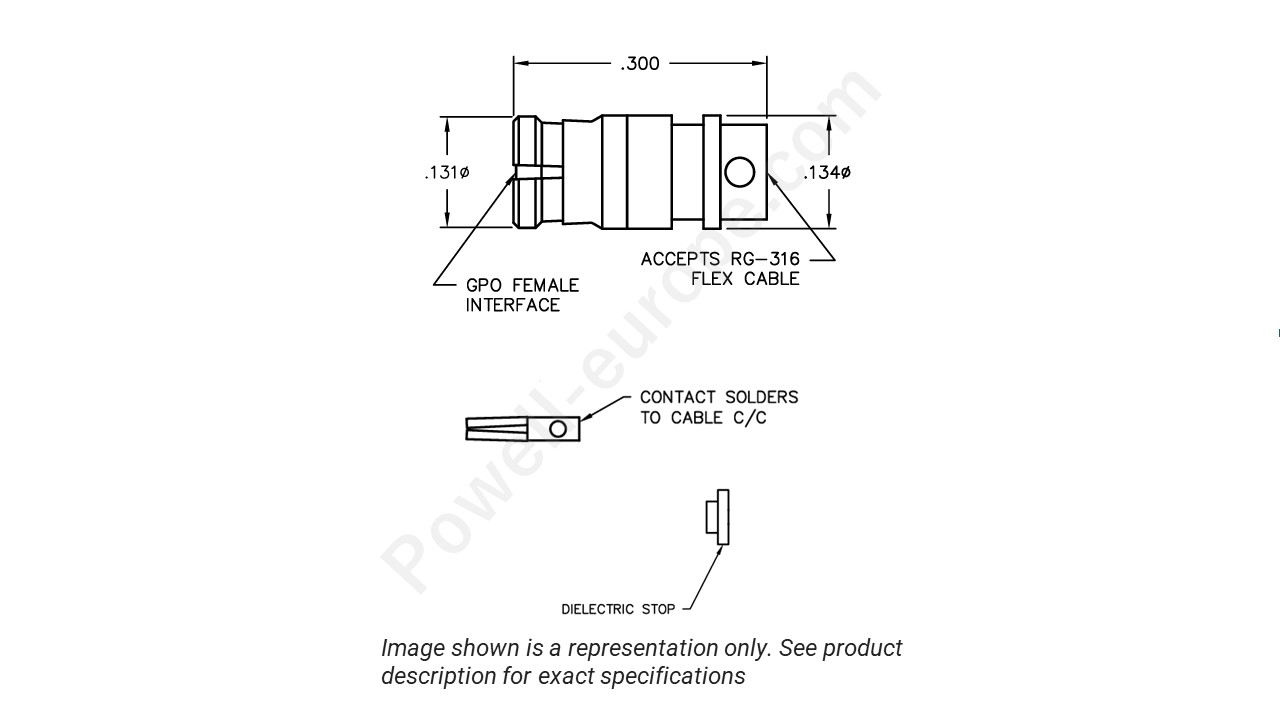 Image showing an extract of the 2D drawing of the Corning Gilbert A014-F71-01