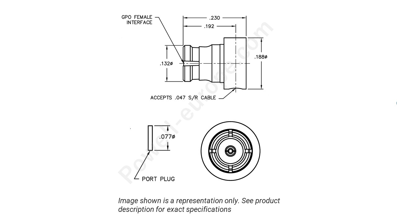 Image showing an extract of the 2D drawing of the Corning Gilbert A015-B11-01