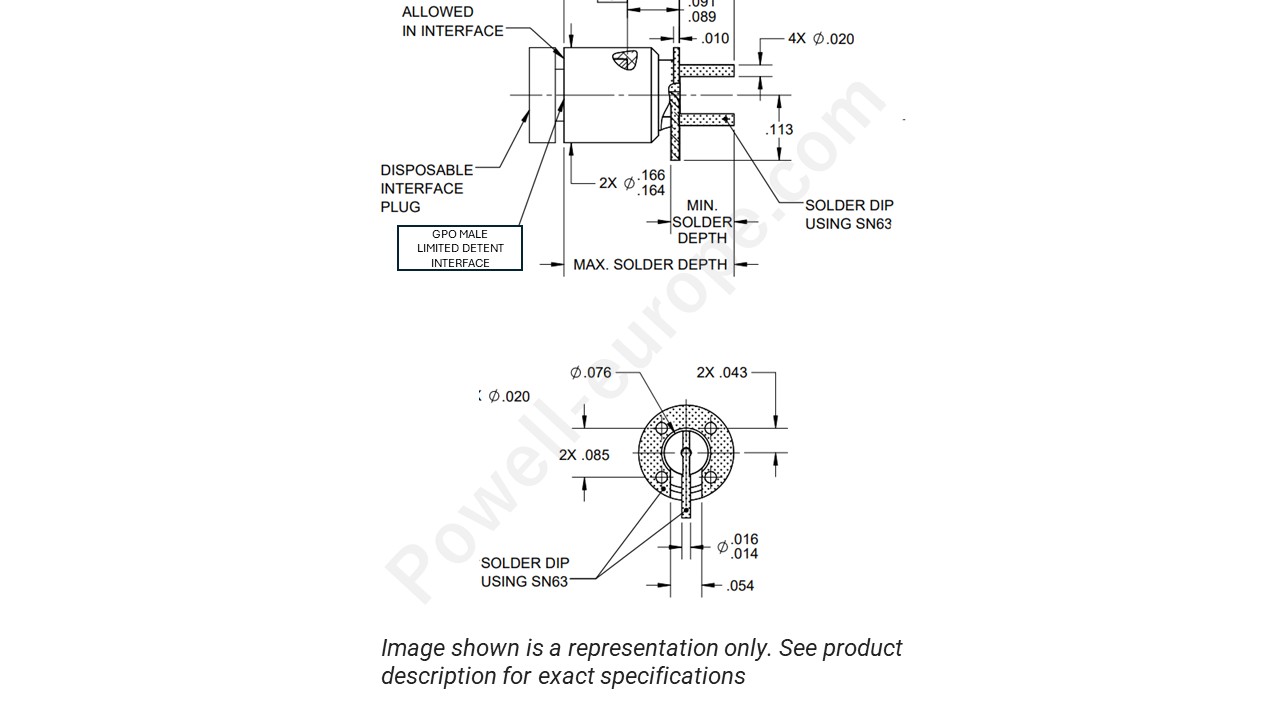 Image showing an extract of the 2D drawing of the Corning Gilbert A112-P94-07-T@T13