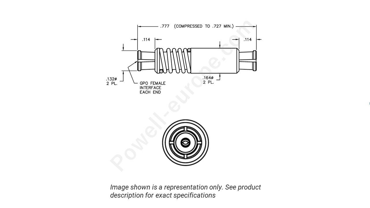 Image showing an extract of the 2D drawing of the Corning Gilbert A1A1-0001-09